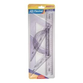 Kit Réguas Geométricas Flexível Cristal Waleu - 4 Peças