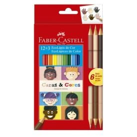 Lápis de Cor 12 Cores e 3 Lápis Caras e Cores Faber Castell - 120112CC
