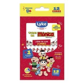 Lápis de Cor Jumbo com Apontador Turma da Mônica Lyke - 12 Unidades
