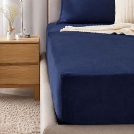 Lençol Avulso Casal com Elástico Plush Havan Casa - Azul Mariner