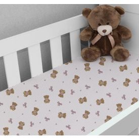 Lençol Infantil Avulso para Berço Havan Baby - Urso Rosa