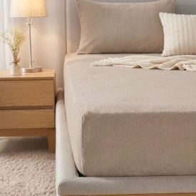 Lençol Avulso Solteiro com Elástico Plush Slip Havan Casa - Bege