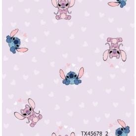 Lençol Casal Estampado Infantil Portallar - STITCH E ANGEL CORACAO