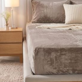 Lençol Queen com Elástico Avulso Plush Slip Havan Casa - Taupe