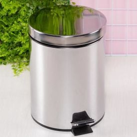 Lixeira Com Pedal E Balde 5 Litros Solecasa - Inox