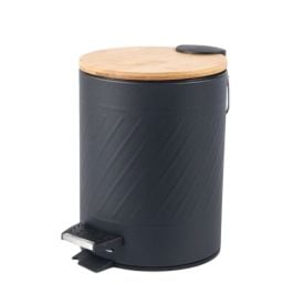 Lixeira Com Pedal E Tampa De Bambu 3 Litros - Kaybee