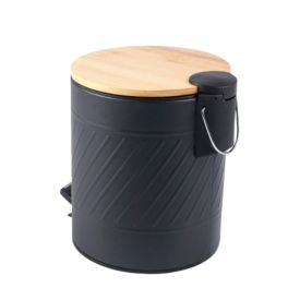 Lixeira Com Pedal E Tampa De Bambu 3 Litros - Kaybee