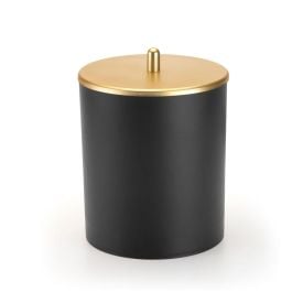 Lixeira Com Tampa Plástica Arth 5 Litros - Preto Com Dourado