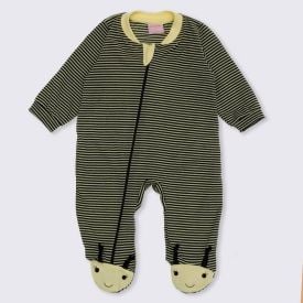Macacão de Bebê Malha Abelhinha no Pé Yoyo Baby Amarelo/Preto