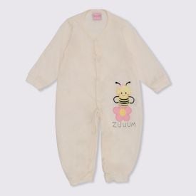 Macacão de Bebê Malha Abelhinha Zuum Yoyo Baby Creme