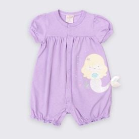 Macaquinho Bebê Menina Manga Curta Sereia Yoyo Baby Lilas