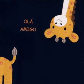 Macaquinho Bebê Menino Savana Trip Yoyo Baby Azul Marinho