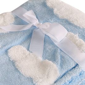 Manta Infantil 100% Poliéster Nas Nuvens Baby Camesa - Azul