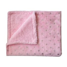 Manta Sherpa Flannel Estrelinhas Camesa 75X100  - Rosa