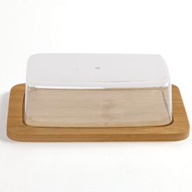 Manteigueira Bambu Com Tampa Ecokitchen Mimo Style - Bambu e Transparente