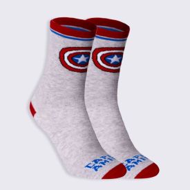 Meia Infantil Cano Longo Capitão América Marvel Mescla