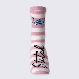 Meia Listrada Cano Longo Stitch Disney - ROSA 39/43