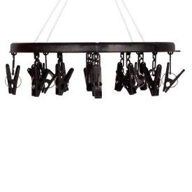 Mini Varal Redondo Com 16 Prendedores Mor - Preto 