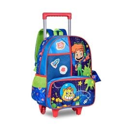 Mochila com Rodinha Infantil Gato Galactico Clio Style - Azul