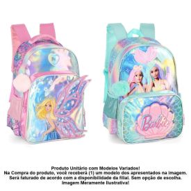 Mochila De Costas Infantil Holográfica Barbie Luxcel - Sortido