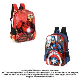 Mochila Infantil Avengers Luxcel - Sortido