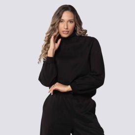 Moletom Feminino Básico Patricia Foster Preto