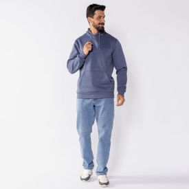 Moletom Masculino Bolso Canguru Marc Alain Azul