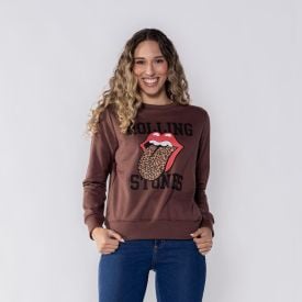Moletom The Rolling Stones Feminino Bandup Marrom