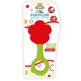 Mordedor E Chocalho Fofiflor - Vermelho