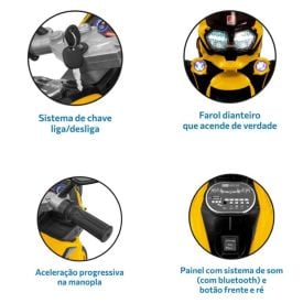 Moto Elétrica 12V Adventure Brinquedos Bandeirante - 2926 - Amarelo