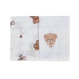 Kit Pano de Boca Bordado Havan Baby 2 Peças - Urso Bege