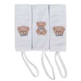 Pano de Boca com Prendedor de Chupeta 3 Peças - Urso Azul