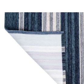 Tapete para Quarto e Sala Chenile 75Cmx1,60 m Havan Casa - Azul e Listras Off