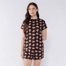 Pijama Feminino Curto Camila Moretti Preto