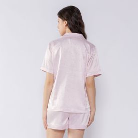 Pijama Feminino Americano Curto De Cetim Camila Moretti Rosa Claro