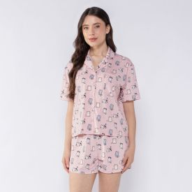 Pijama Feminino Americano Curto Holla Estampado