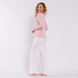 Pijama Feminino Canelado Em Malha Tricot Camila Moretti Poa