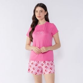 Pijama Feminino Curto Cereja Camila Moretti Rosa