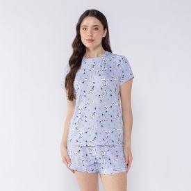 Pijama Feminino Curto Dálmata Camila Moretti Azul