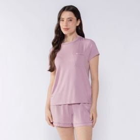 Pijama Feminino Curto Com Bolso Camila Moretti Rose