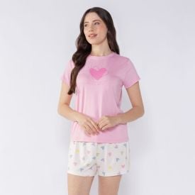Pijama Feminino Curto Love Camila Moretti Rosa