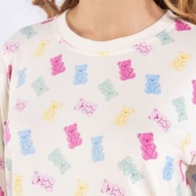 Pijama Feminino Curto Peletizado Camila Moretti Off White