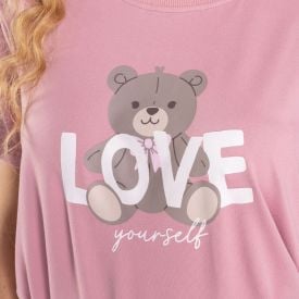 Pijama Feminino Curto Peletizado Camila Moretti Rosa Profundo