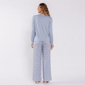 Pijama Feminino Gola V Em Malha Tricot Camila Moretti Flores