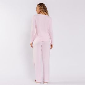 Pijama Feminino Longo Canelado Camila Moretti Rosa
