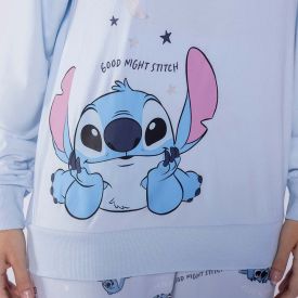 Pijama Feminino Longo Em Plush Disney Stitch