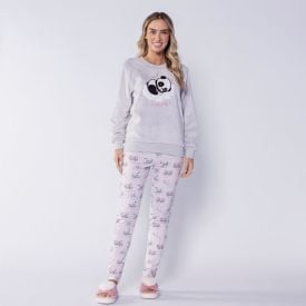 Pijama Feminino Longo Em Fleece Sleepy Panda Camila Moretti