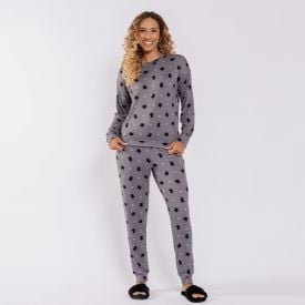 Pijama Feminino Longo Em Malha Tricot Camila Moretti Gato