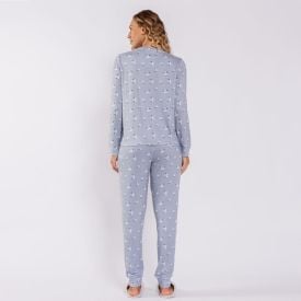 Pijama Feminino Longo Em Malha Tricot Camila Moretti Flores