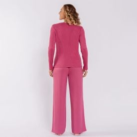 Pijama Feminino Longo Em Malha Tricot Camila Moretti Malva
